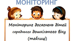 Моніторинг досягнень дітей середнього дошкільного віку  (таблиці)