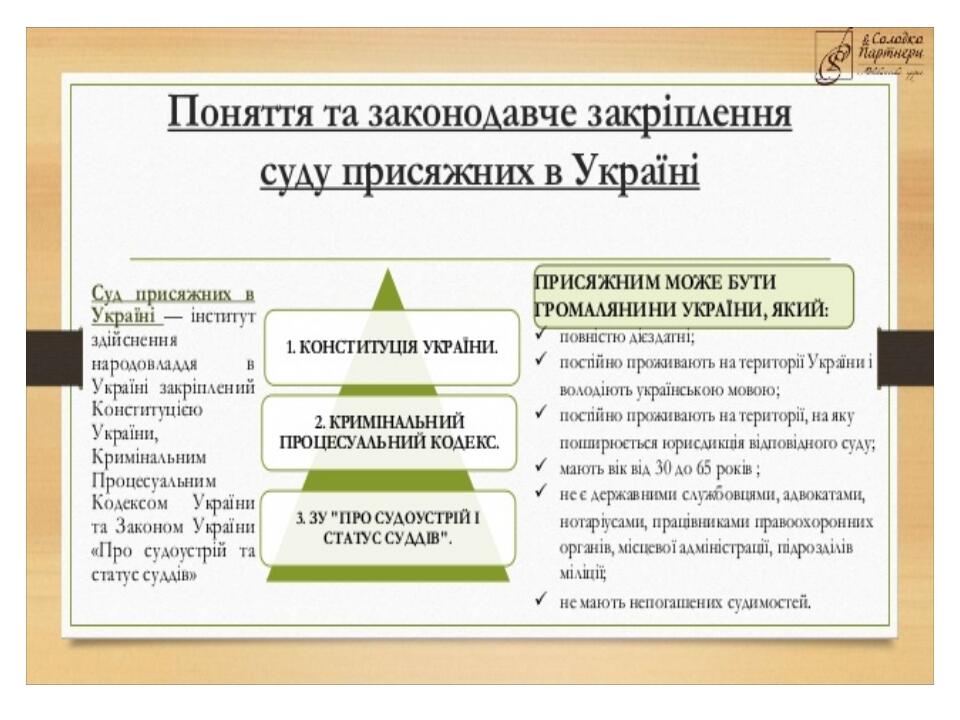Презентація "Правовий статус присяжних" | . Правознавство