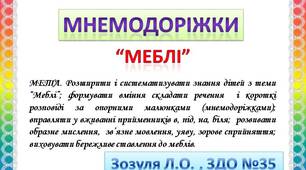 Презентація мнемодоріжок на тему "Меблі"