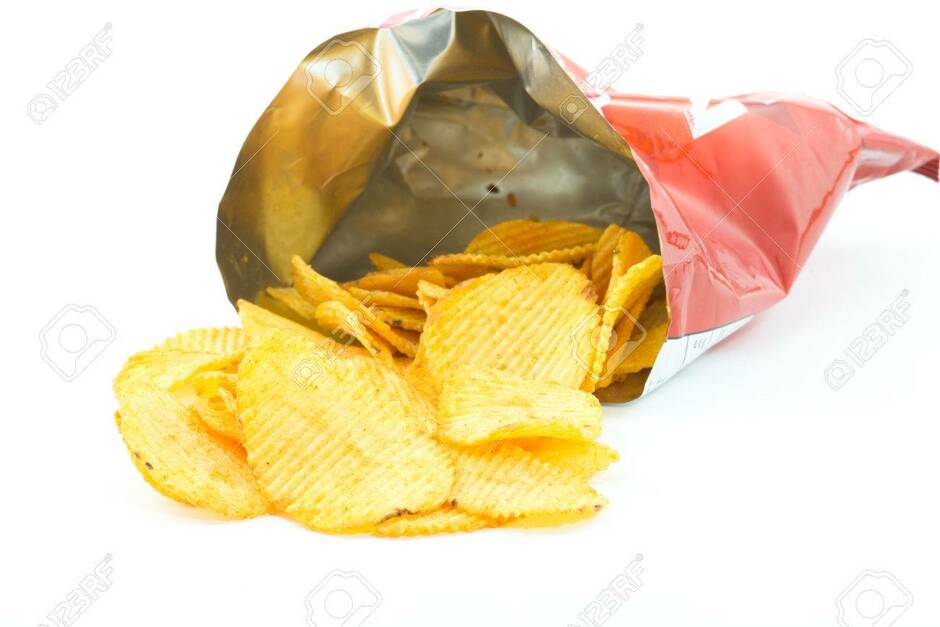 Potato Chips In Bag Open On White Background, Barbecue, BBQ Stock Photo, Picture And Royalty Free Image. Image 26565823.