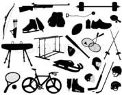 Silhouettes of sports equipment, ... | Stock vector | Colourbox