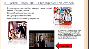 Обслуговування відвідувачів: зустріч, подача меню, приймання замовлення