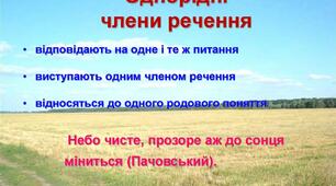 ОДНОРІДНІ ЧЛЕНИ РЕЧЕННЯ , РОЗДІЛОВІ ЗНАКИ У РЕЧЕННЯХ З ОДНОРІДНИМИ ЧЛЕНАМИ