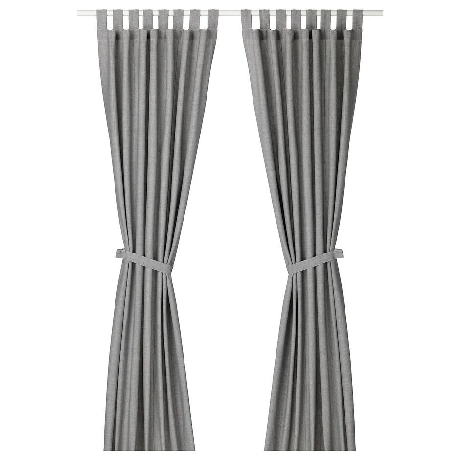 LENDA Curtains with tie-backs, 1 pair, gray, 55x98" - IKEA