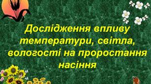 Заняття "Вплив світла, тепла, води на розвиток рослин"