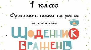 Орієнтовні теми для "Щоденника вражень"  для учнів 1 класу = на рік=