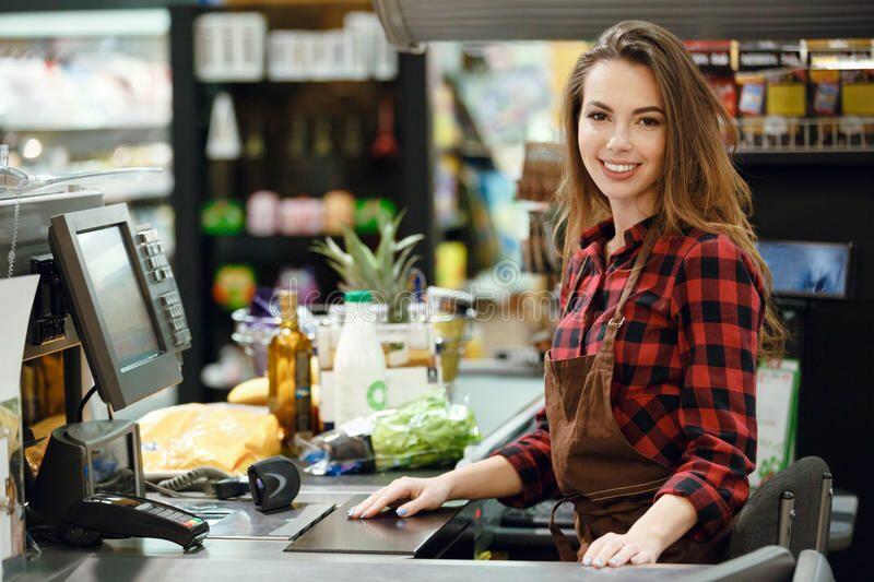 Cashier lady on workspace in supermarket shop. Image of cashier lady on workspac , #affiliate, #workspace, #supermarket, #Cashier, #lady, … | Фотосъемка, Фотографии