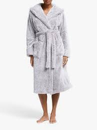 John Lewis & Partners Hi Pile Fleece Robe, Grey at John Lewis & Partners